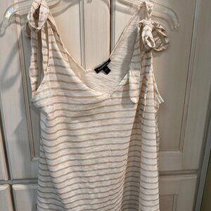 Express Women's Metallic Gold/Cream Striped Tie Strap Tank Top Size Large